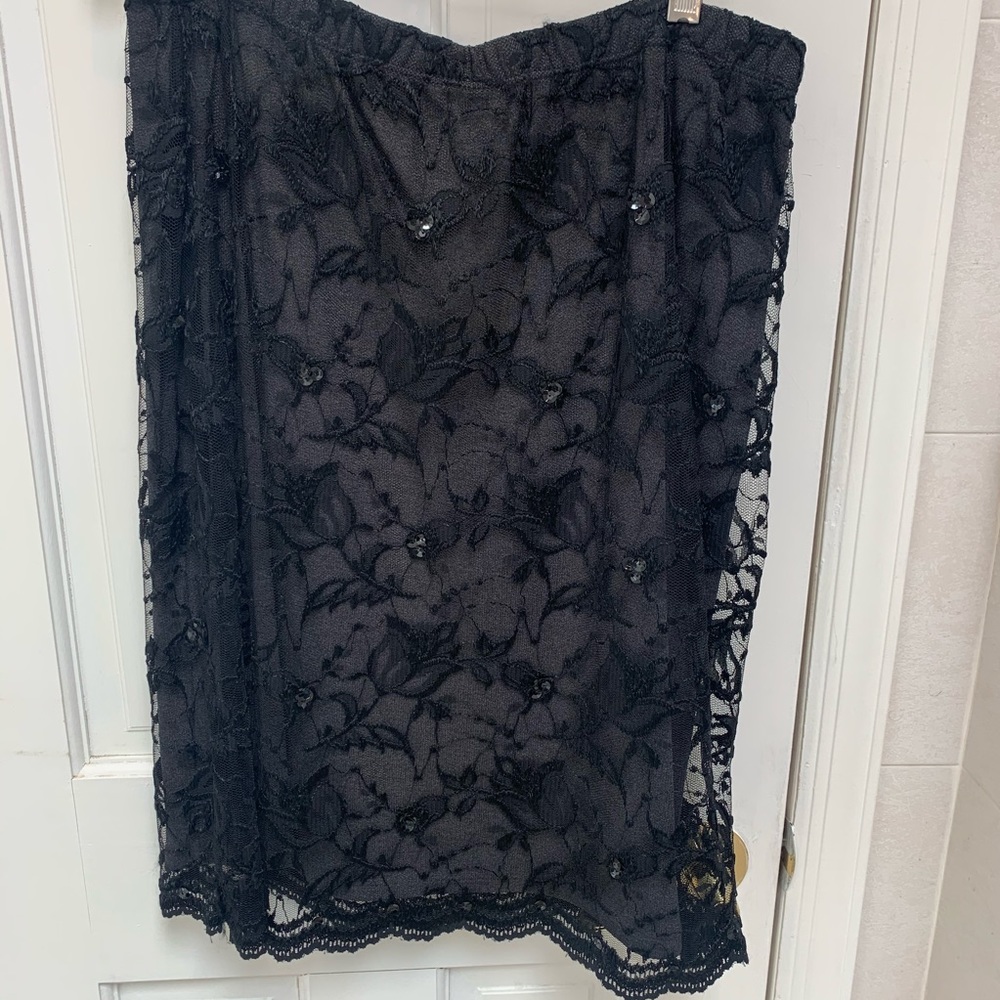 Lace and bead embroidered skirt
